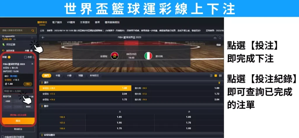 世界盃籃球規則線上運彩下注